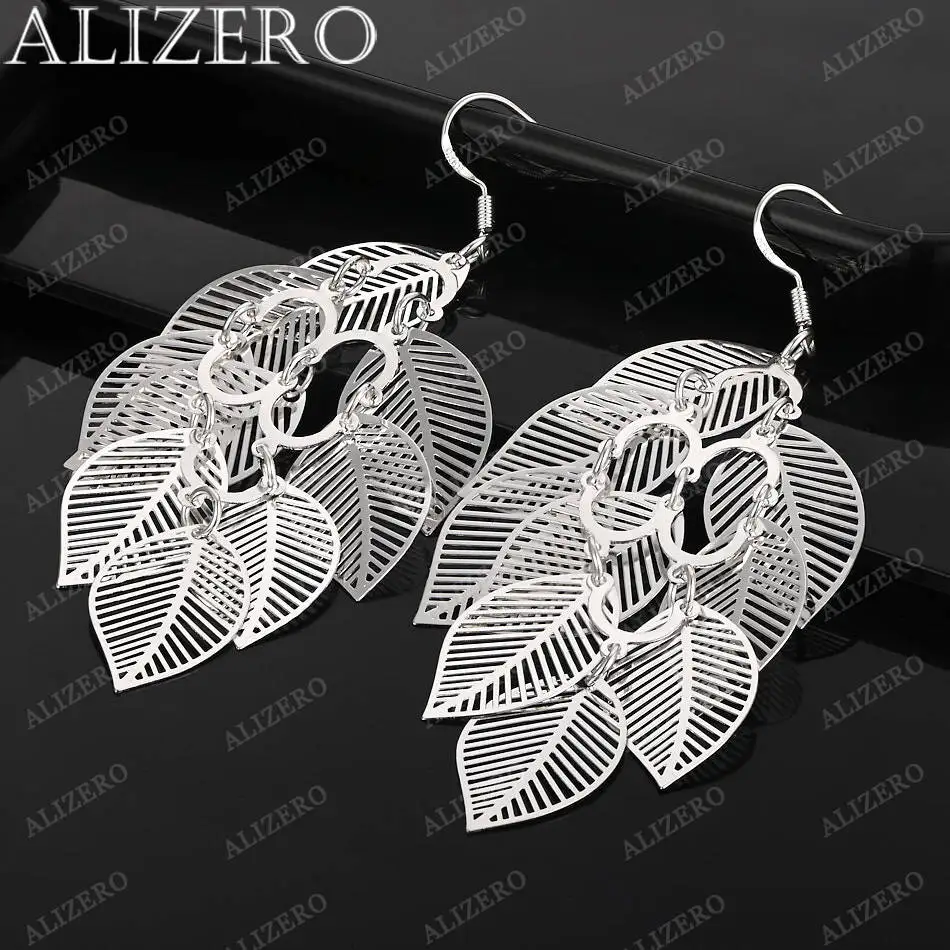 

Стильные серьги из серебра 925 пробы с ажурным узором в виде листьев для женщин, модные украшения для вечеринок и повседневной носки.
