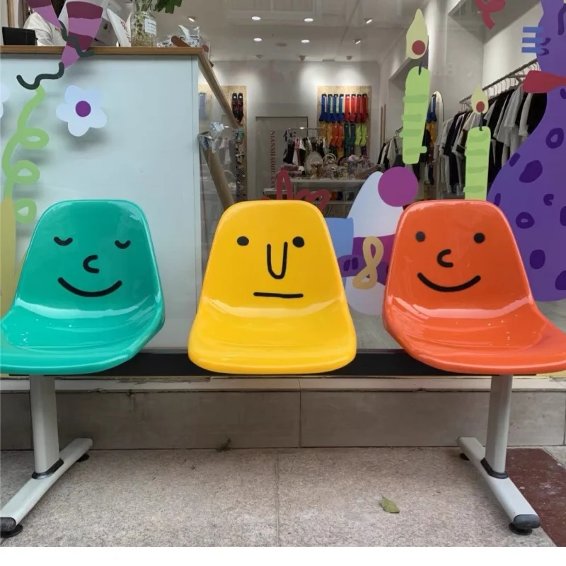 Children's clothing store plastic row chair clothing store shopping mall outdoor Internet celebrity café studio two-person