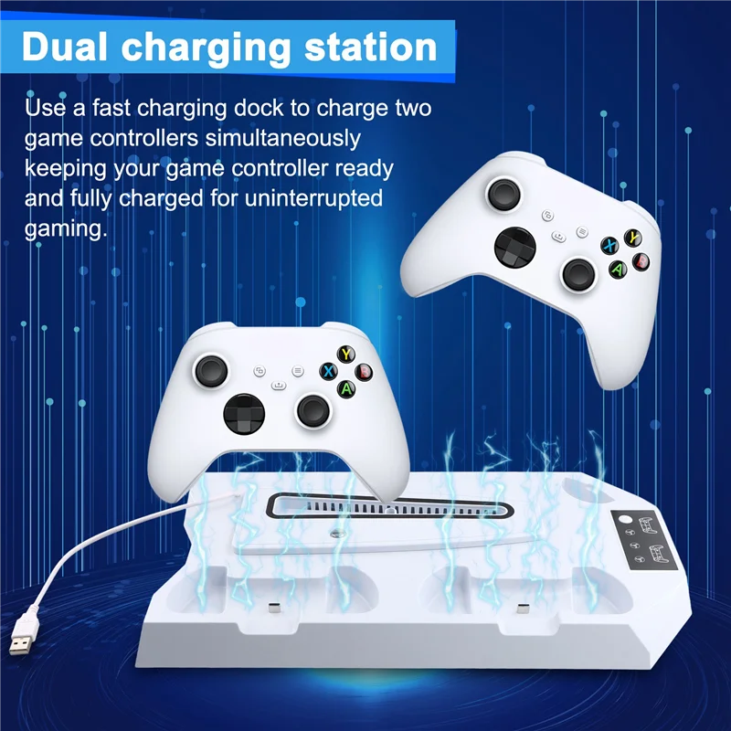 

Solid Vertical Cooling Stand For Ps5/Ps5 Slim Console Fast Charging Station For Playstation5 Gamepad Charging Dock