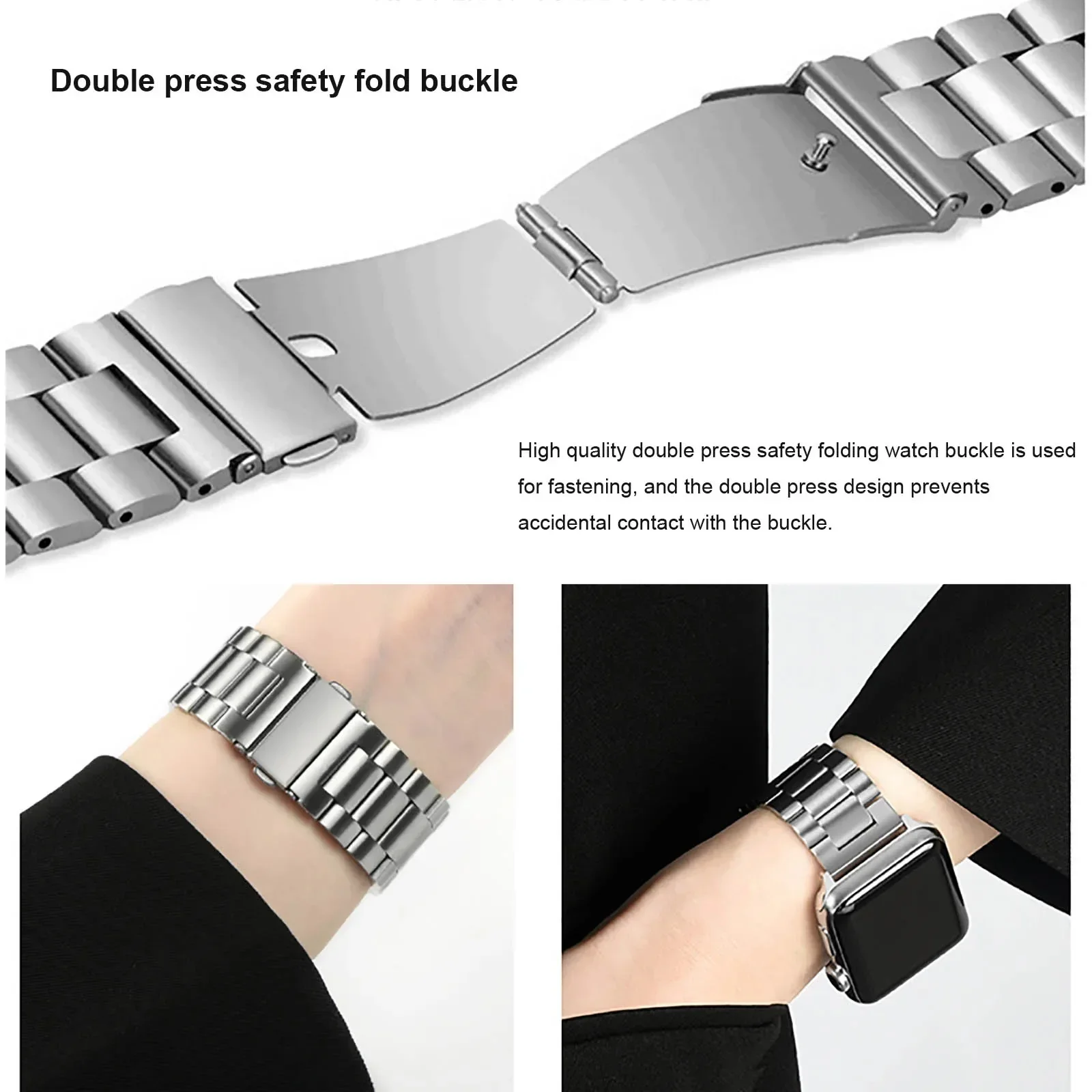 stainless steel strap for apple watch band 38/42mm 41mm 40/44mm 45mm 49mm series 9 8 7 6 SE Ultra 54321 on iwatch metal bracelet