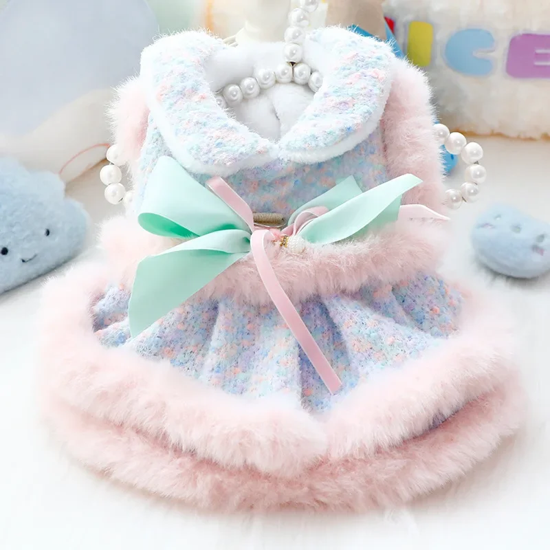 Luxury Dog Clothes Warm Princess Pet Dress Coat Symphony  Fragrance Traction Dog Clothes for Small Dogs