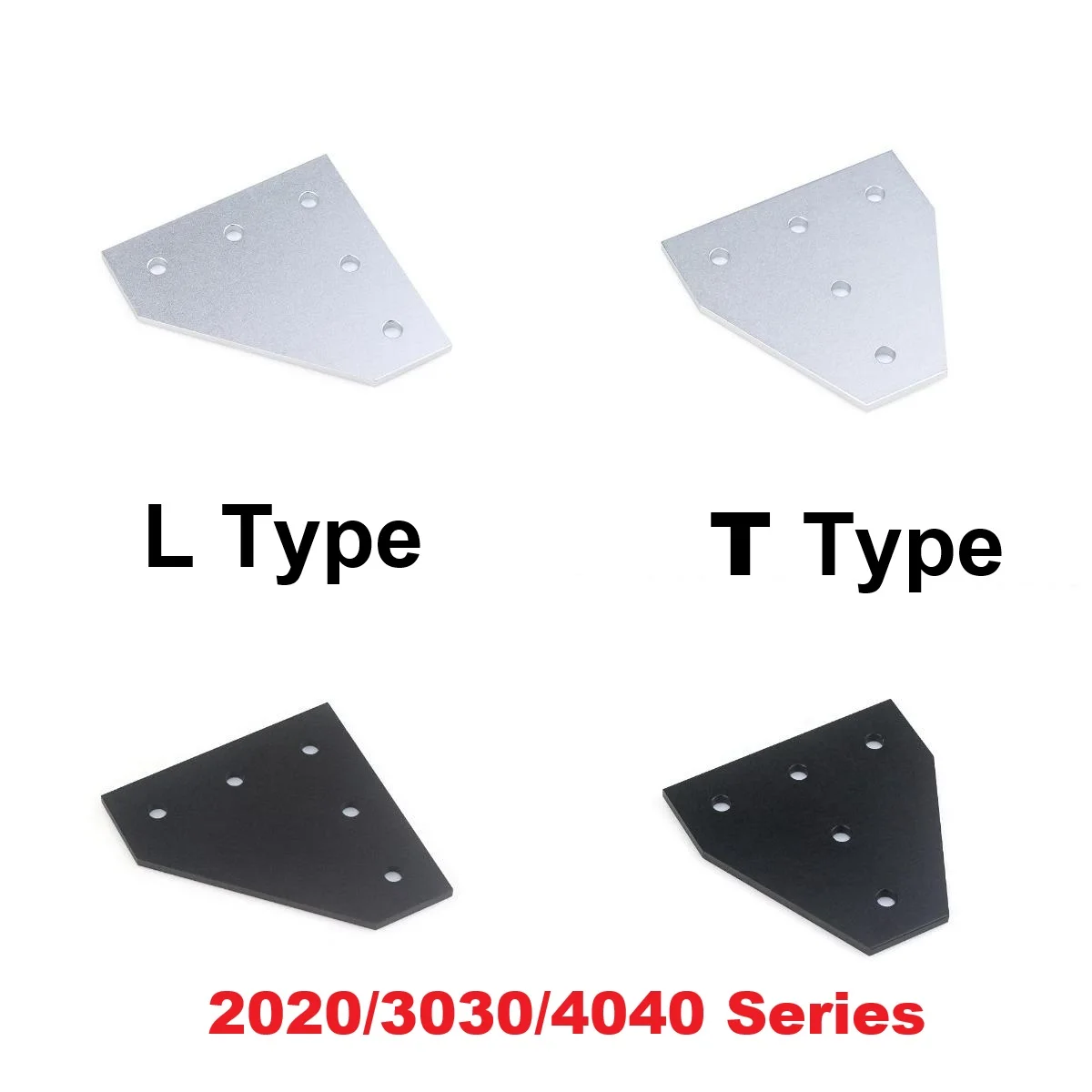 4Pcs/Lot 5 Hole T Shape/L Type Joint Board Plate Corner Angle Bracket Connection Joint Strip for 2020/3030/4040 Aluminum Profile