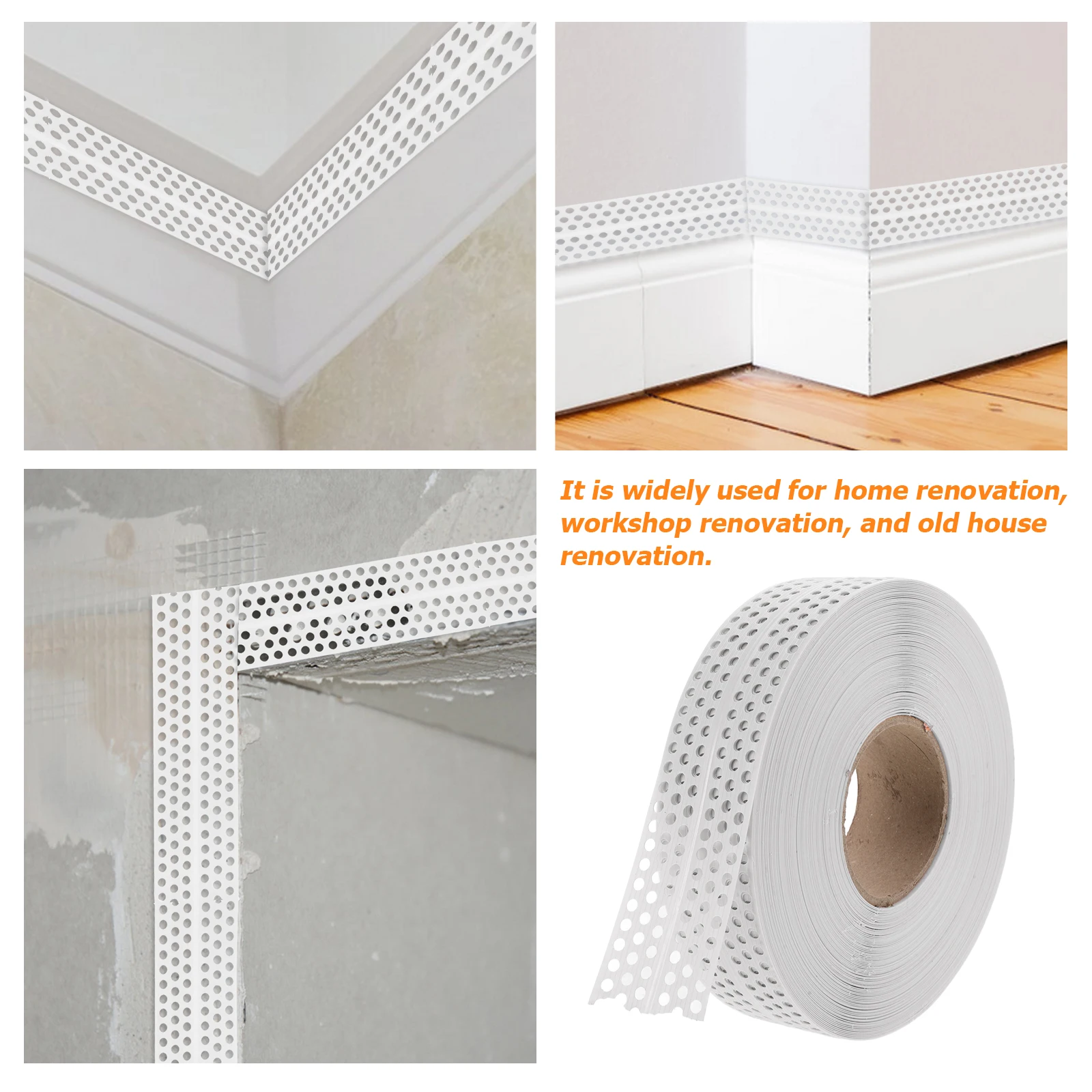 

PVC Corner Tape Drywall Reinforcement Wall Adhesive Joint Protector Repair Strip Home Renovation 90 Degree Angles Crack
