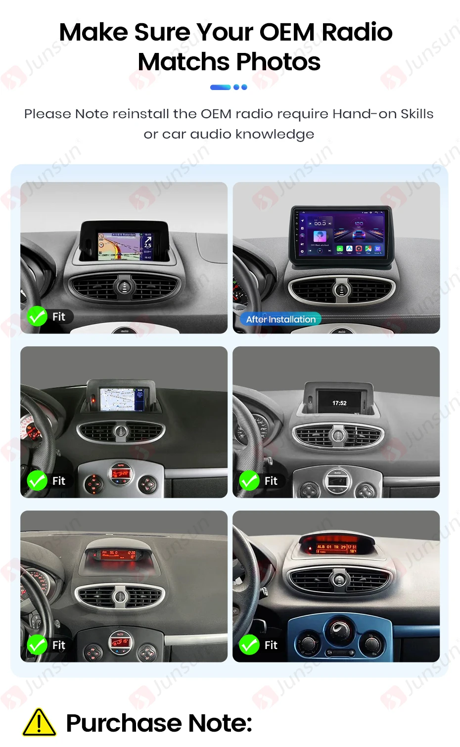 Junsun ai 4g lte kabelloses carplay android auto autoradio für renault clio 3 2009 2014-gps navi bt dsp rds fm – Detail 1