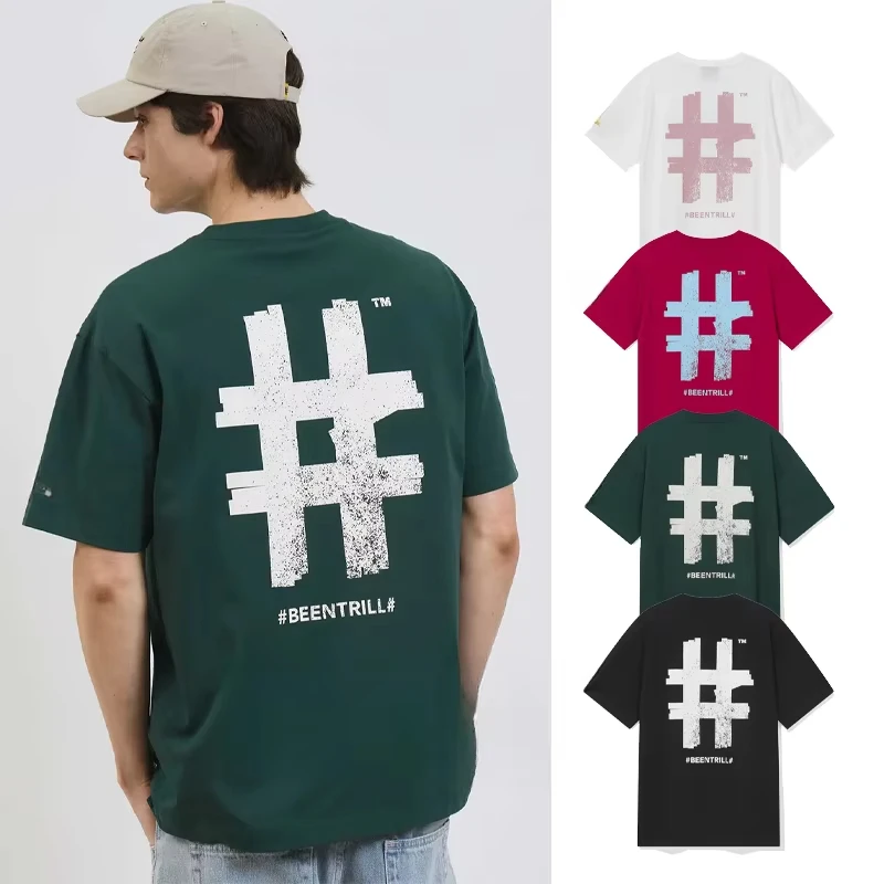 

New High Quality Jing Jia Men's Short Sleeve T-shirt Fragment Toe Print Round Collar Short Sleeve Men and Women The Same