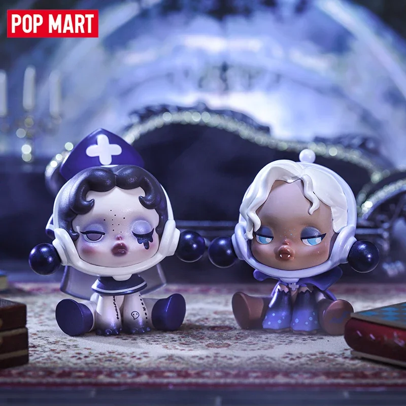 POP MART skullpanda ชุดปราสาทโบราณกล่องปริศนาอนิเมะน่ารักๆฟิกเกอร์เครื่องประดับตั้งโต๊ะอินเทรนด์ของเล่นเดากระเป๋า kado ulang tahun