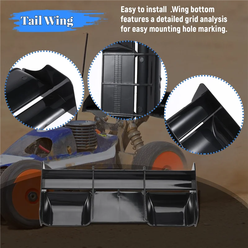ABUM-1:8 Buggy RC Cars RC Plastic Nylon Tail Wing For 1/8 Scale Nitro Electric Powered Off Road Buggytruck Remote
