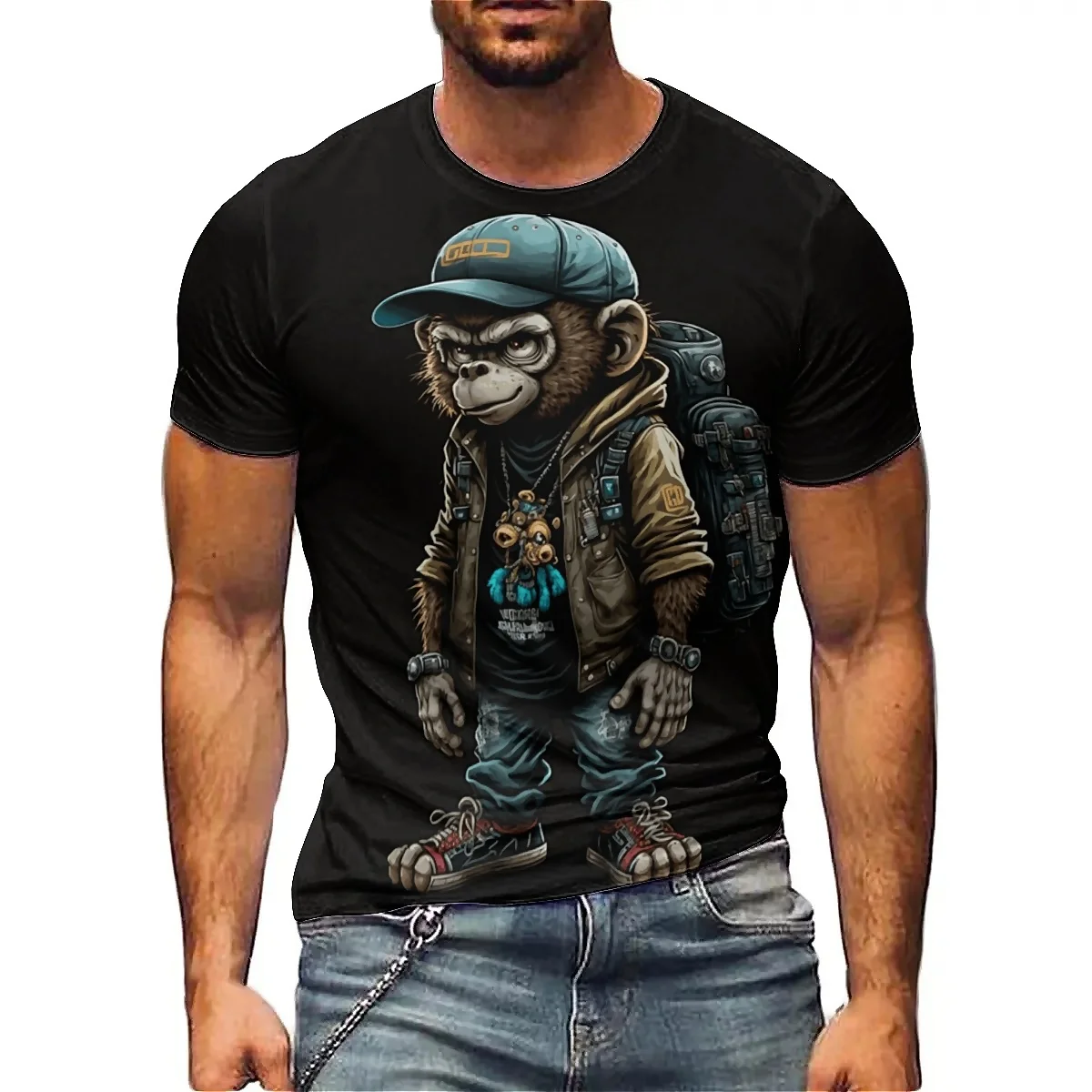 Cool Lightweight Vibrant Color Design Men's 3D Printed Short Sleeve T-Shirt - Couple Outfit