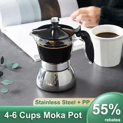 4-6 filiżanek Moka Pot Dzbanek do kawy ze stali nierdzewnej Szybko przygotowujący się ekspres do kawy Espresso Domowy czajnik do parzenia kuchenki elektrycznej