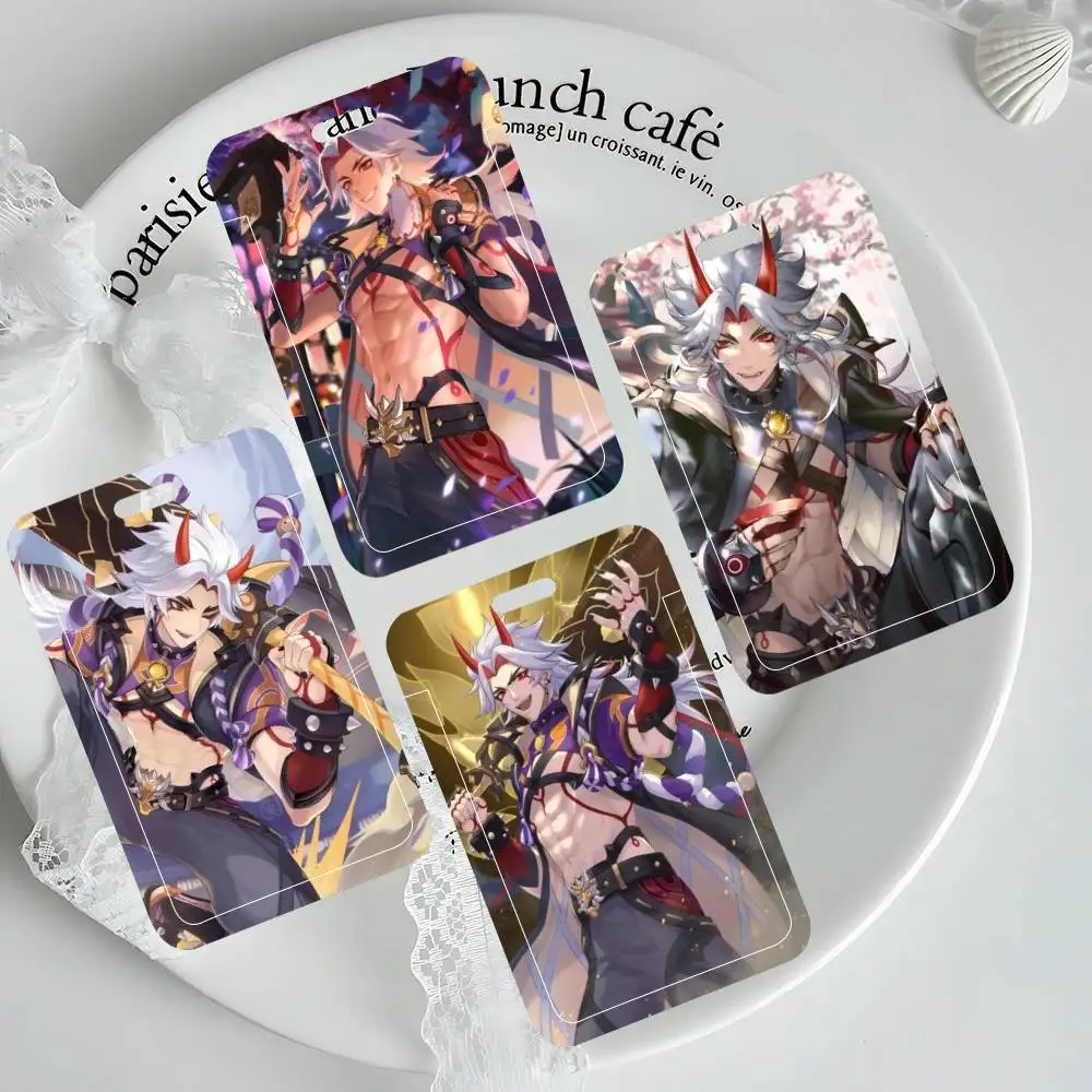 Game Genshin Impact Arataki Itto ID Card Holder Neck Strap Pendant Door Badge Holder Lanyards Keychain Work Credential