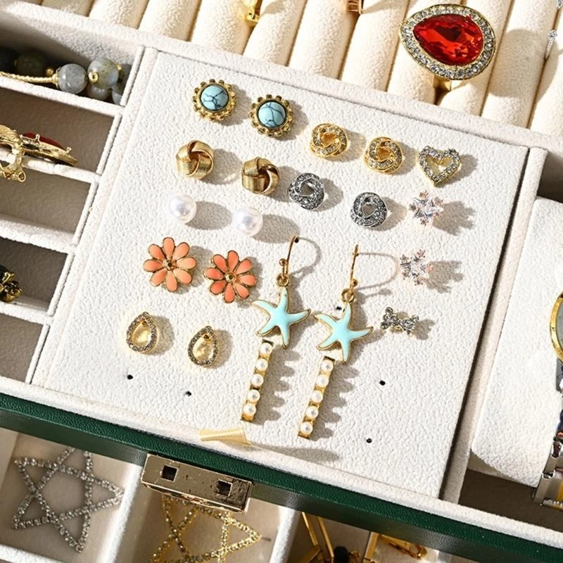 Spacious Jewelry Holder Multi Tiered Box for Necklaces Bracelets Rings Earrings