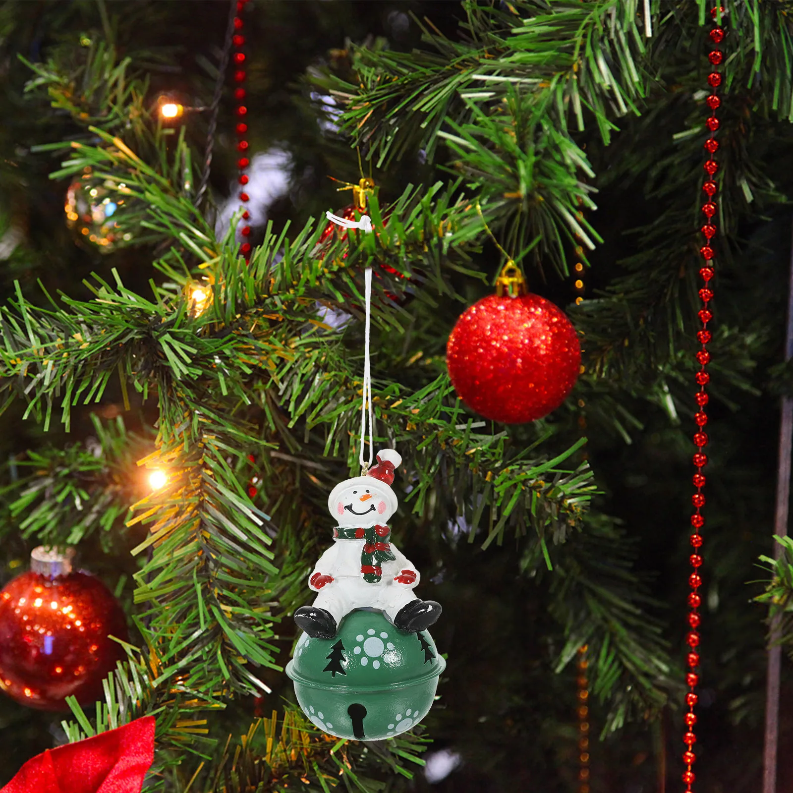 

Christmas Hanging Decors Xmas Bell Pendants Iron Resin Exquisite Hand-Painted Santa Design Crisp Sound Festive Decor