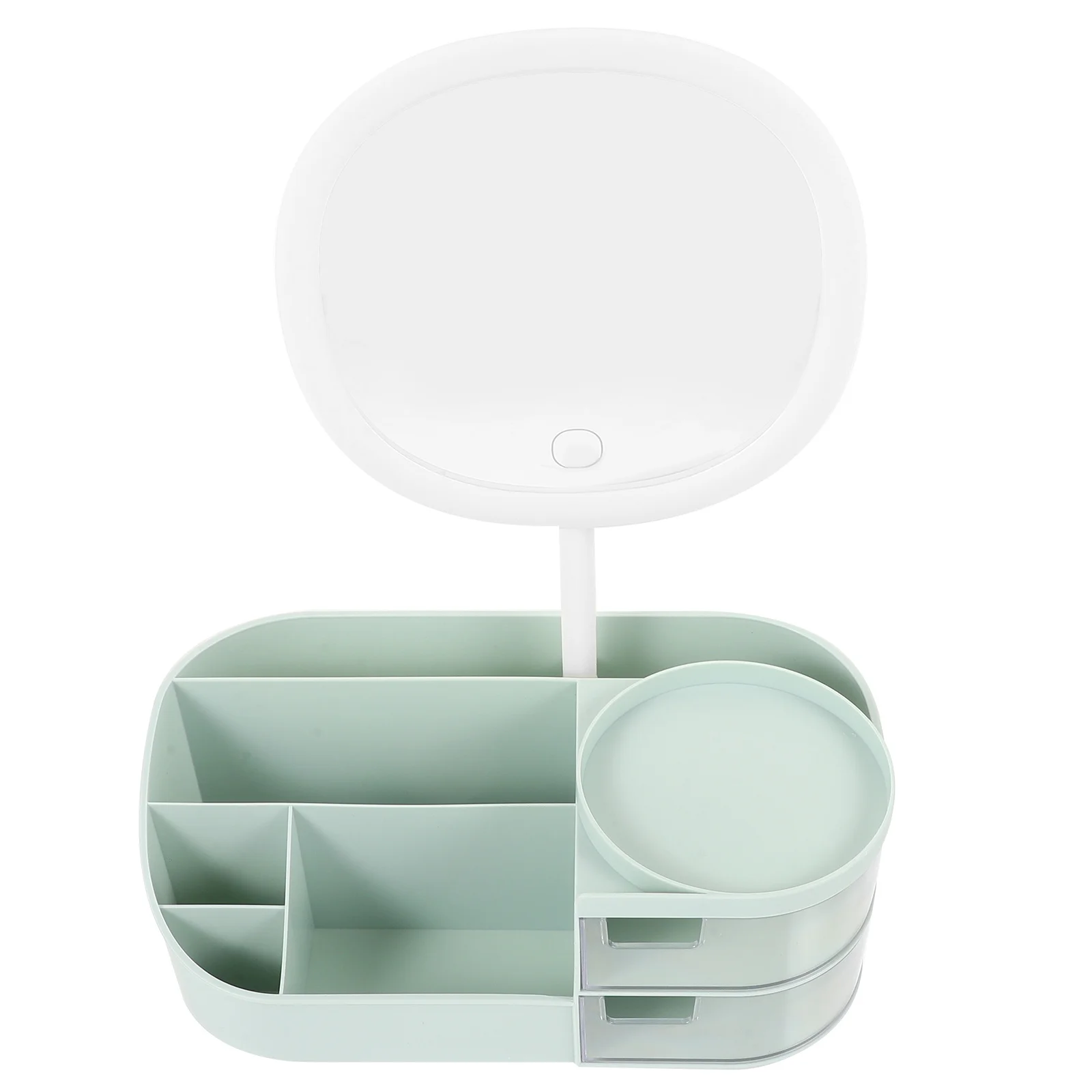 

Desktop Makeup Organizer with Smooth Drawer Functional Storage Box for Brushes Skincare Jewelry Mirror