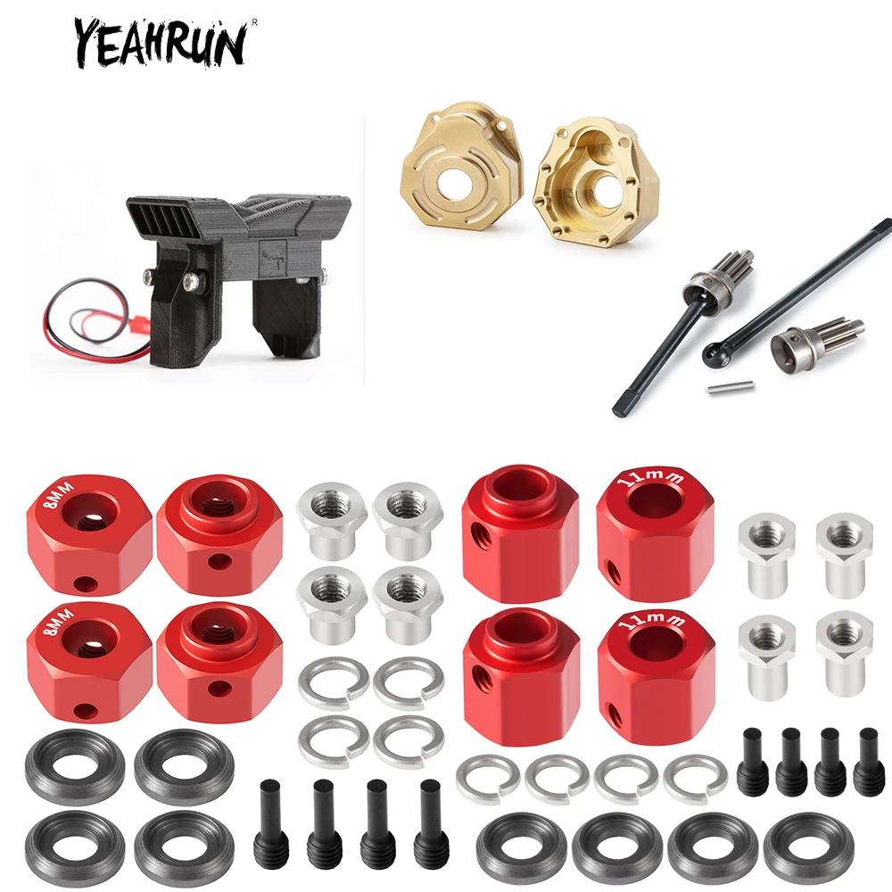 

YEAHRUN 8mm/11mm Wheel Hubs Hex Adapter/Front CVD/ Esc Radiator Esc Thermal Induction Cooling Fan for TRX-4 1/10 RC Crawler Car