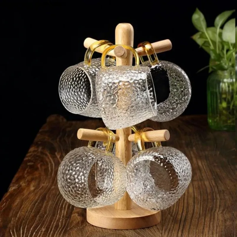 

Стеклянная чашка, костюм из четырех предметов, деревянный держатель из шести предметов, прозрачная хрустальная кружка с ручкой, домашний набор, сливная стойка