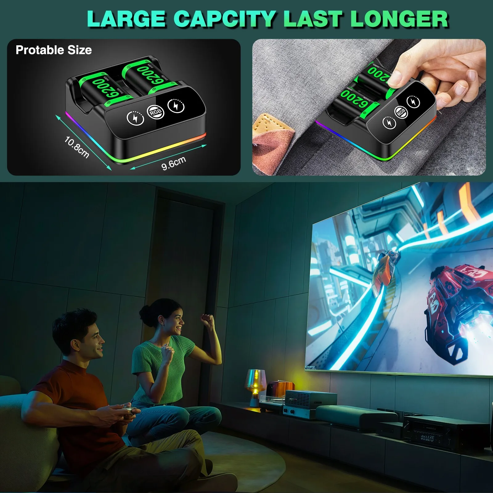 حزمة بطارية وحدة تحكم Xbox One القابلة لإعادة الشحن من BEBONCOOL، حزمة بطارية 2 × 6200 ميجاوات في الساعة لأجهزة Xbox One/Xbox Series X | س