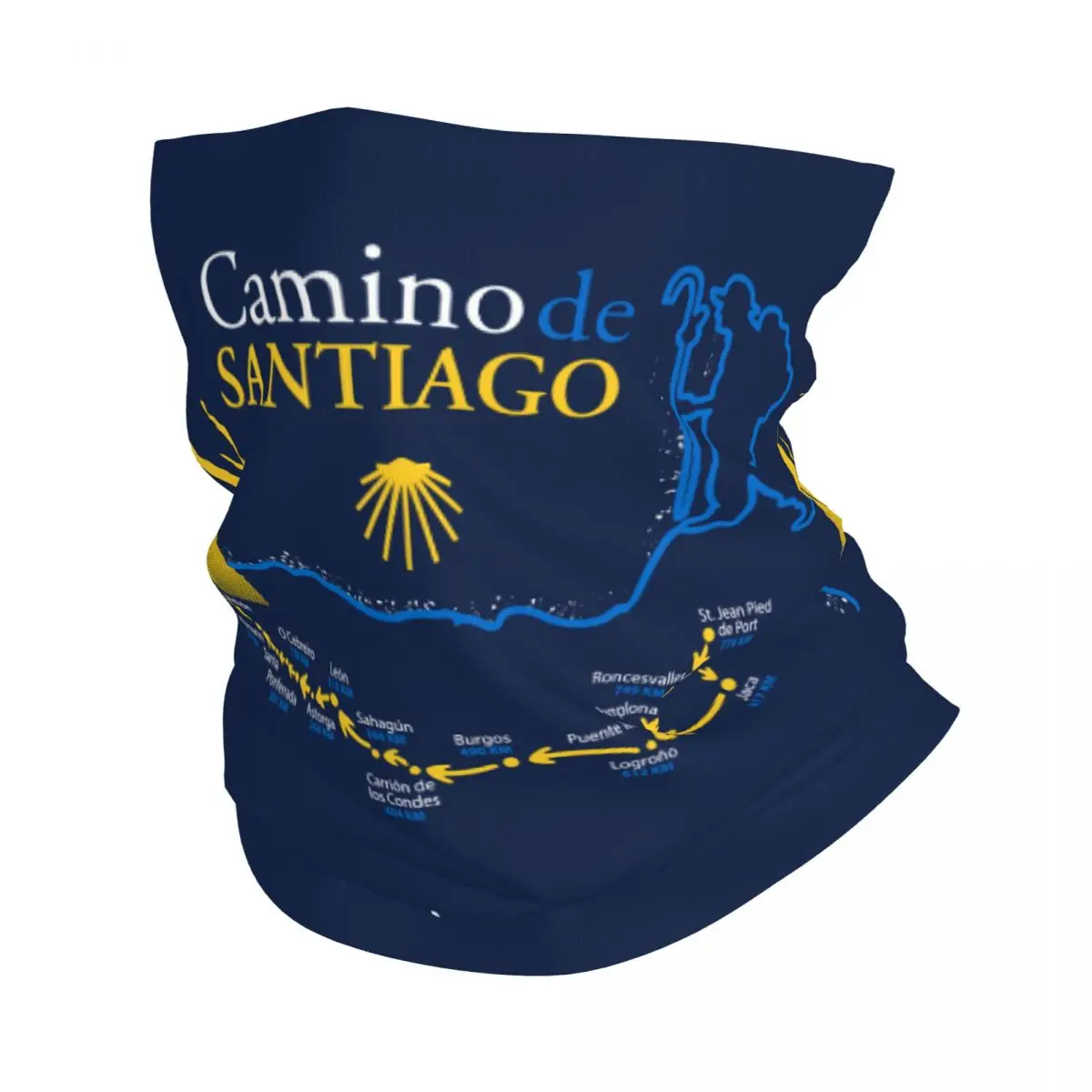 Custom Camino De Santiago Map Bandana Winter Neck Warmer Women Windproof Wrap Face Scarf for Ski Gaiter Headband