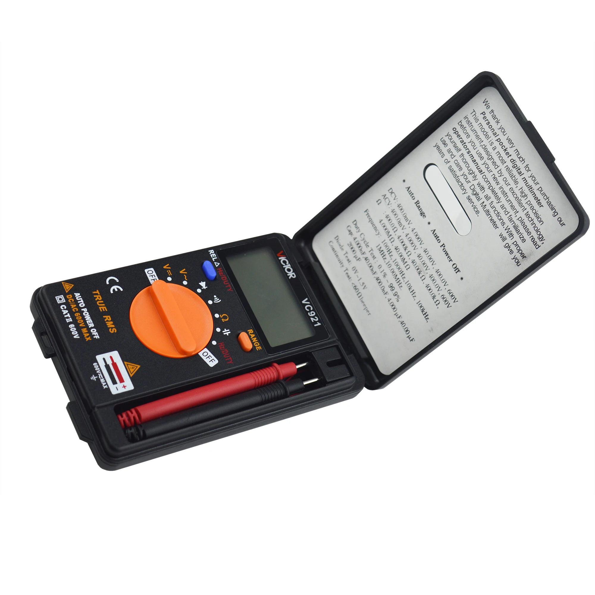Imagem -03 - Victor-dc ac Voltage Meter Vc921 Multímetro Digital dc Integrado Bolso Capacitância Resistência Frequency Tester