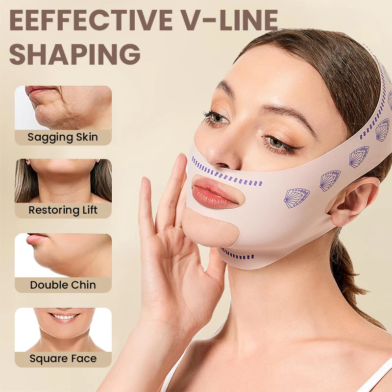 الوجه التخسيس ضمادة الخامس خط الوجه المشكل قابلة لإعادة الاستخدام النساء الذقن الخد رفع حزام تدليك الوجه حزام قناع النوم الوجه الجمال #5