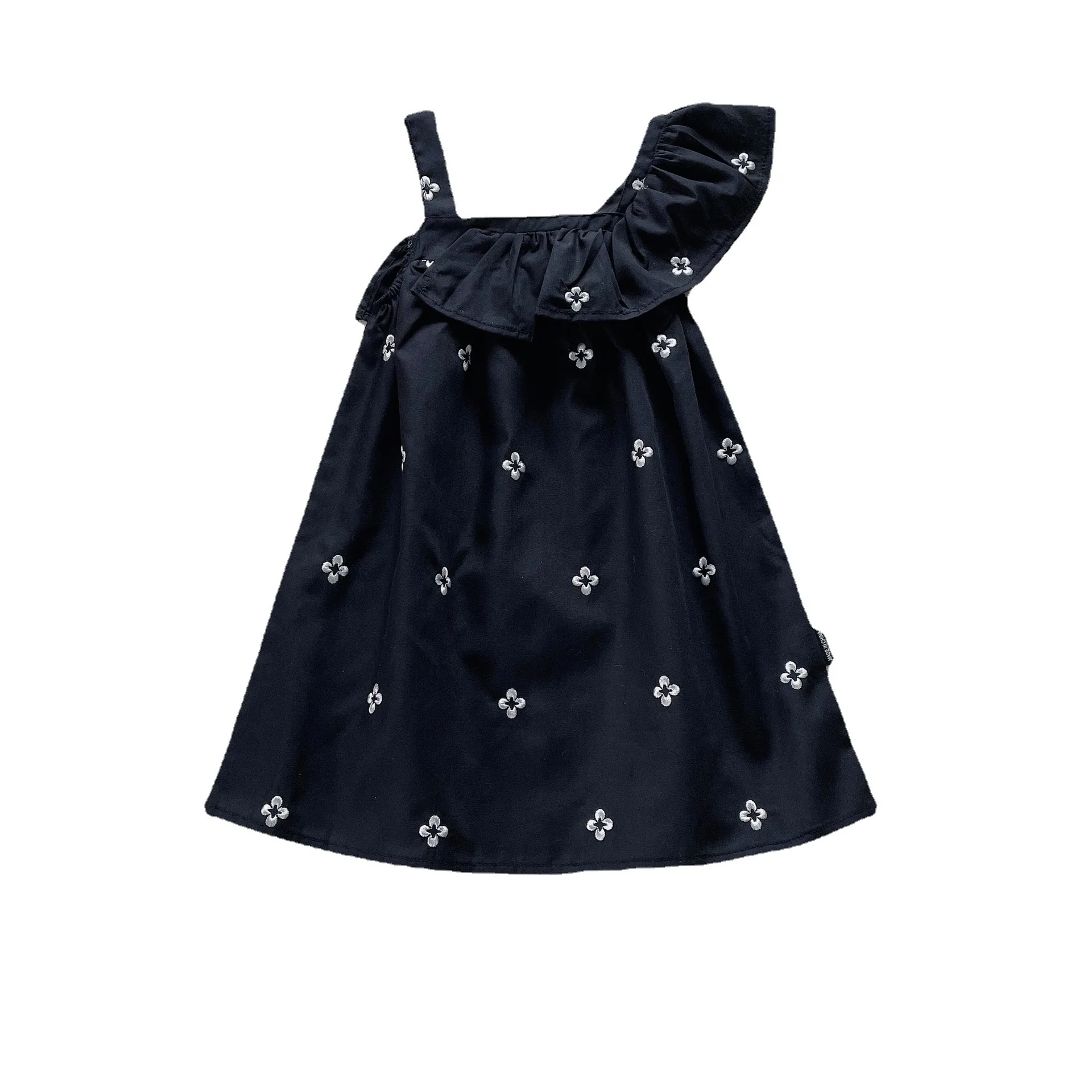 Girls Floral Sling Dress Summer New 2022 Korean Style Baby Girl Embroidered Princess Vestidos Patchwork Lace Children Clothing