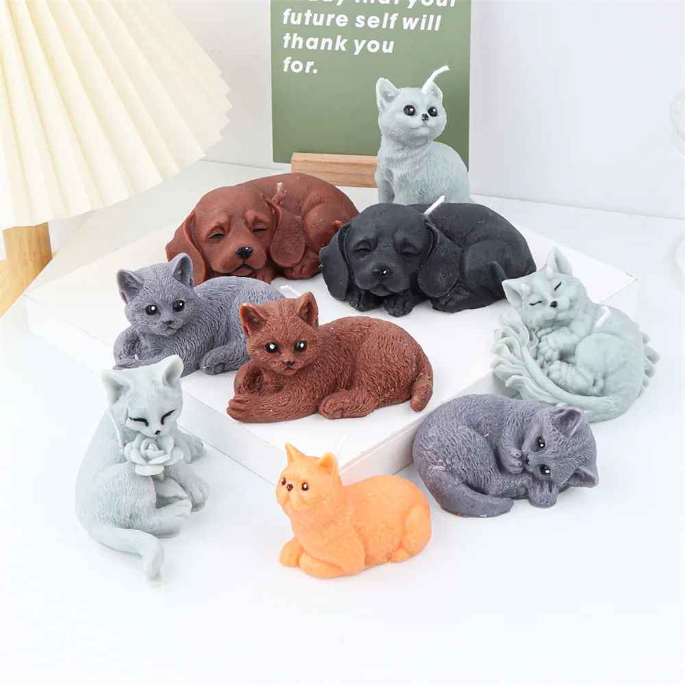 

DIY Cute Proud Scented Cat Soap Silicone Fox Candle Mold Faithful Golden Retriever Resin Plaster Tools Home Decor High Profile
