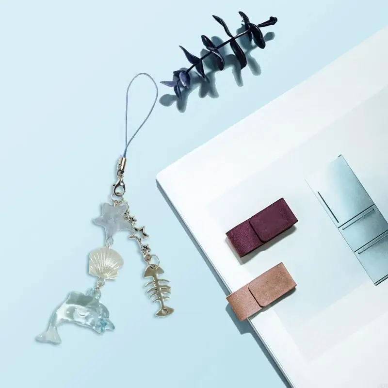 195C Unique Dolphin Mobile Hanging Accessory Trendy Dolphin Shell Phone Charm Sturdy Rings Accessory for Bag and Phone