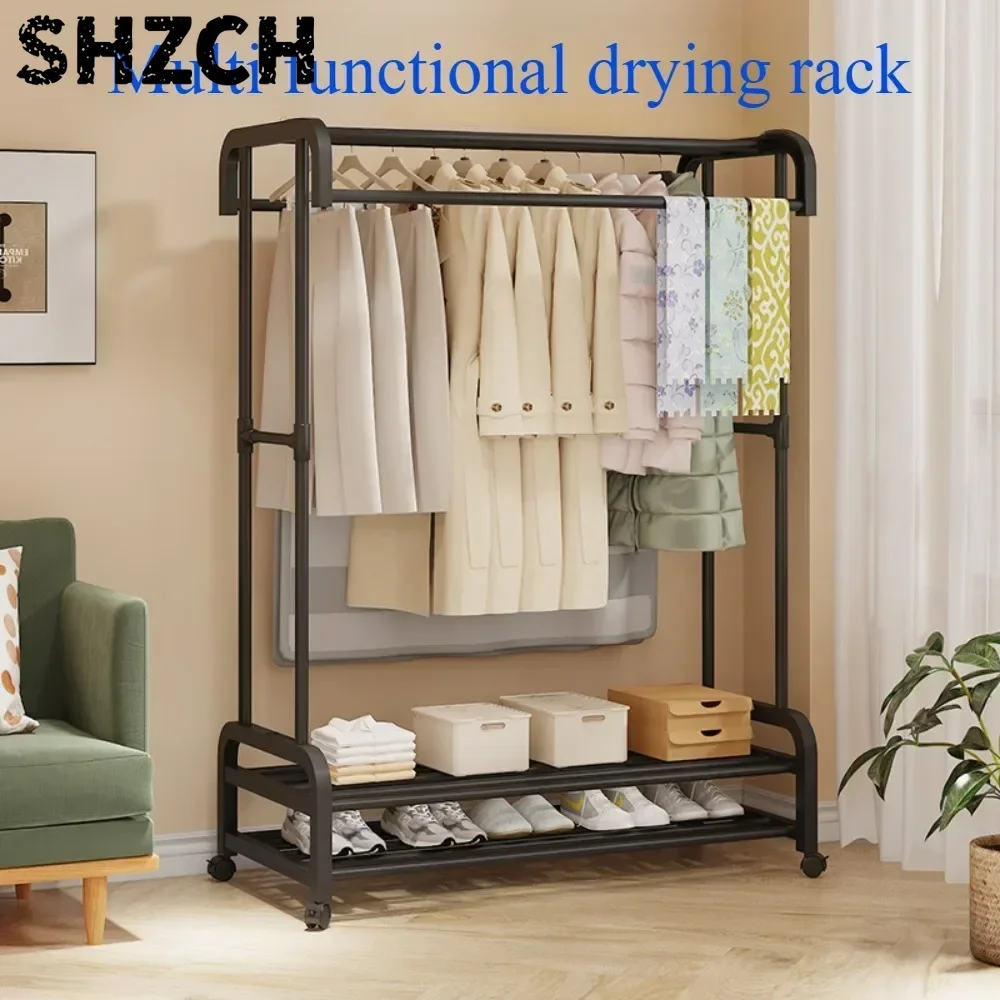 Perchero grande multicapa para ropa interior móvil para el hogar, tendedero de suelo Simple, perchero rodante, tendedero