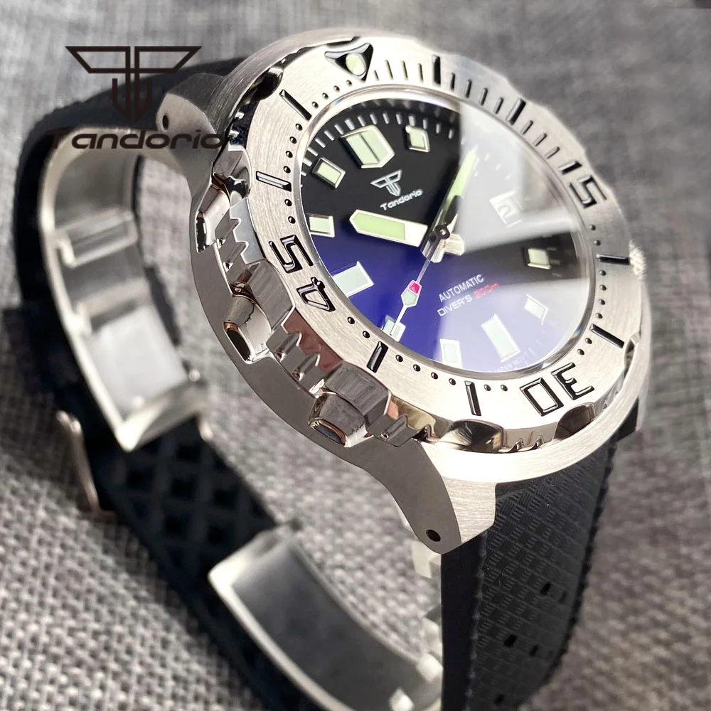 Tandorio NH35A 42mm Monster 20Bar Dive Automatic Watch for Men Luminous MOP Dial AR Sapphire Glass 3.8 Screw Crown Date Rubber