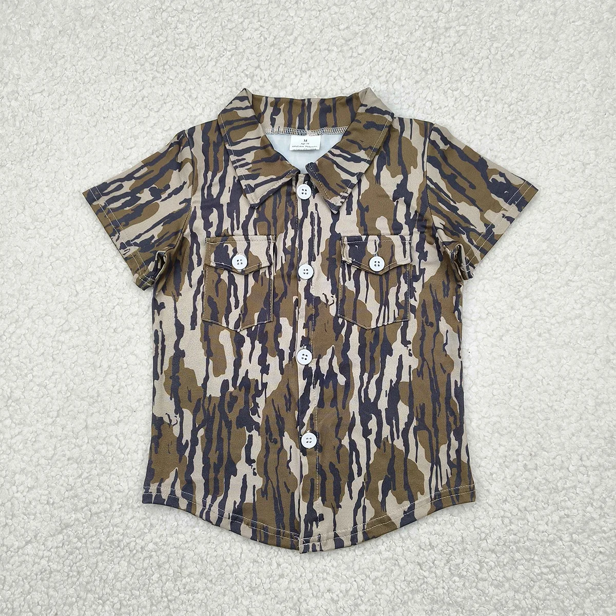 

Baby Boys Camouflage Button down Shirt Short Sleeves with Pockets Kids Casual Tops