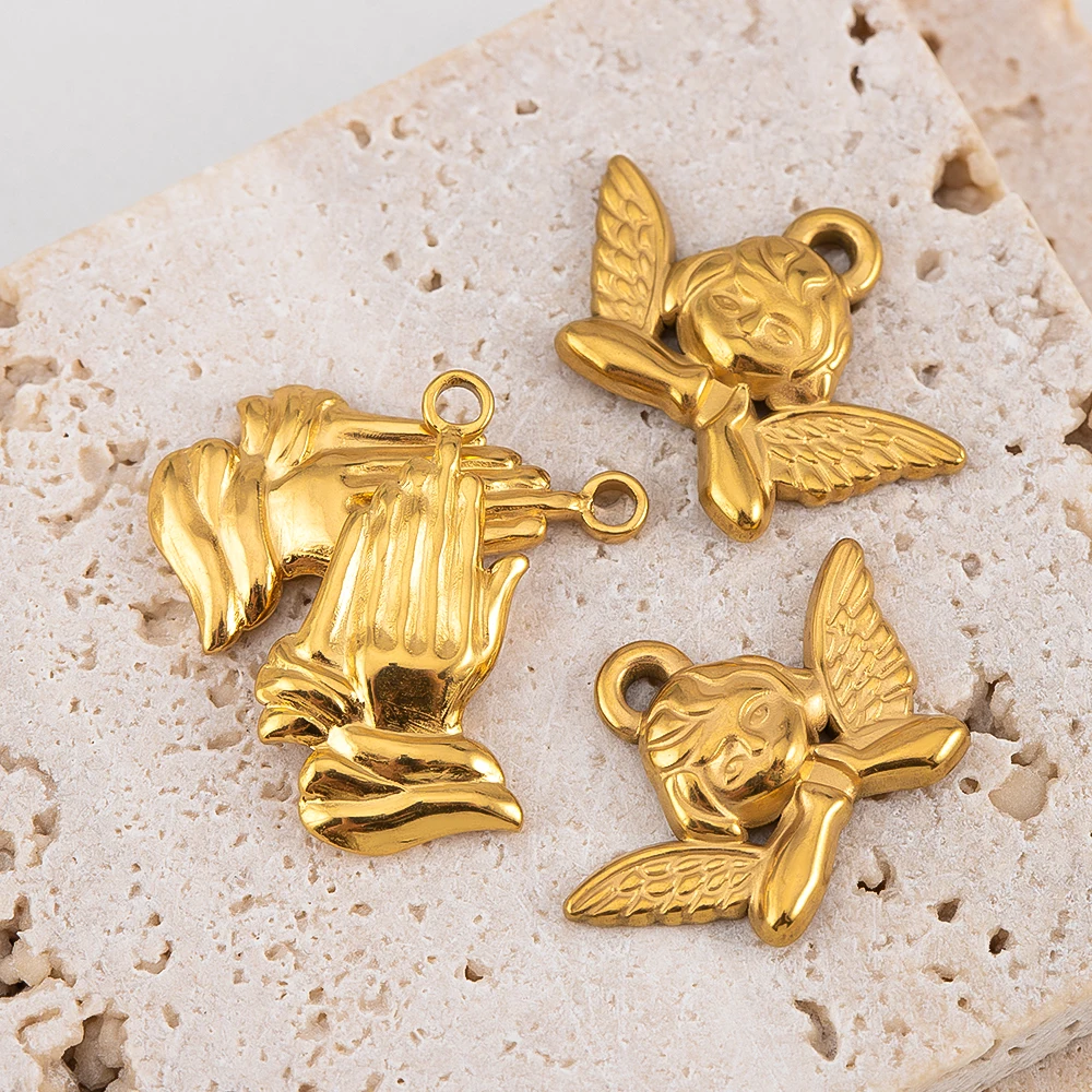 

1Pcs Stainless Steel Angel/ Palm Pendants Charms For DIY High Quality Jewelry Making Bracelet Necklace Accessories Wholesale