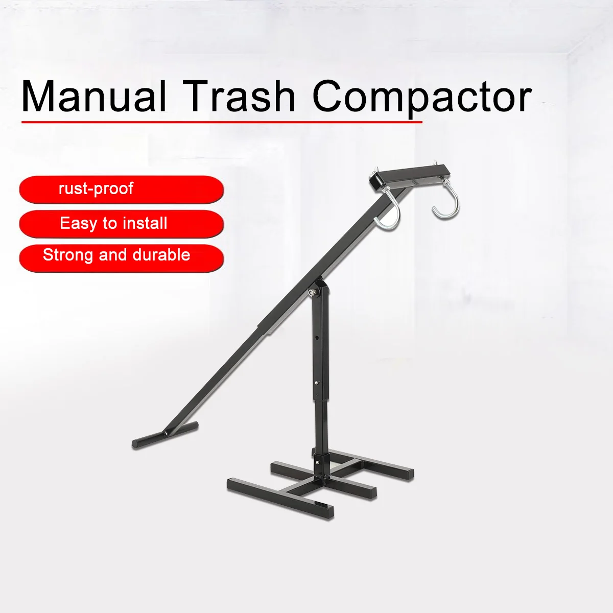 Manueller Müllverdichter, rostfreies Eisen, passend für Wheelie-Behälter 60–100 l, effiziente Abfallkompression