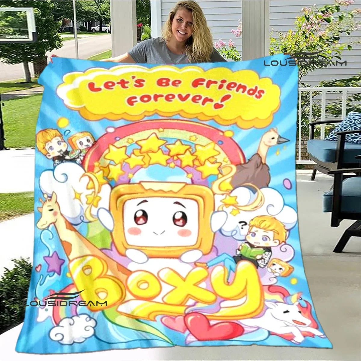 Lankybox-بطانية بشفة ، ماكر ، لطيف ، دافئ ، ناعم ، مريح ، منزل ، سفر ، بطانات سرير ، هدية عيد ميلاد