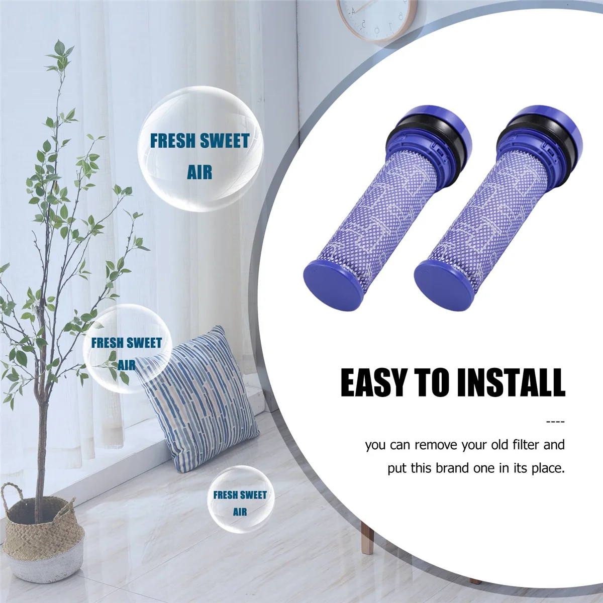 2 Pieces Filters for DC37 DC33C DC39 DC28C DC53 Pre-Filter Pre-Motor Filter Vacuum Cleaner