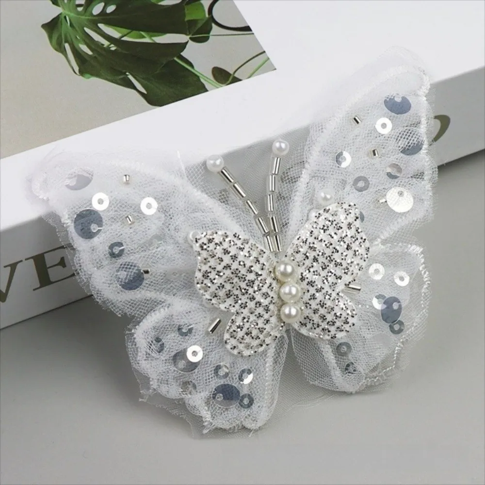 Double-Layered Sequins Butterfly Applique Gold-Sprayed Lustrous DIY Clothes Embellishment Fluttering Moth Mesh Sequins