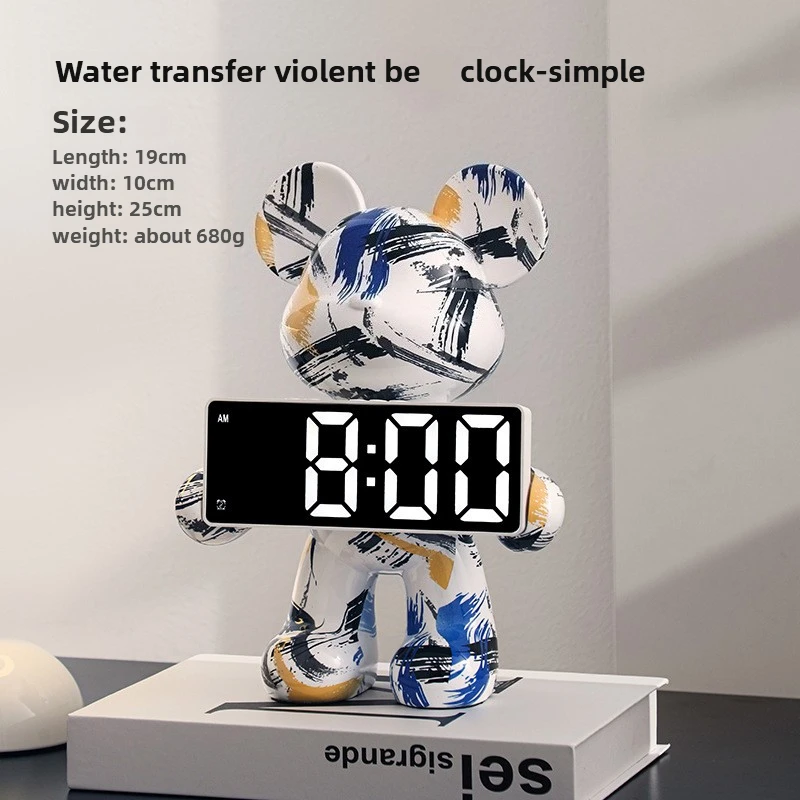 

Light Luxury Creative Violent Bear Clock Ornament Entrance Living Room Decoration Wine Cabinet TV Cabinet Home Decor Crafts