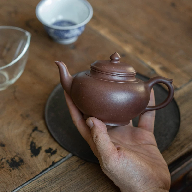 Yixing Purple Clay Pot Tea Set, Large Capacity 300cc Package, True Yellow Dragon Mountain Old Mud, Non Acid Wash, Smiling