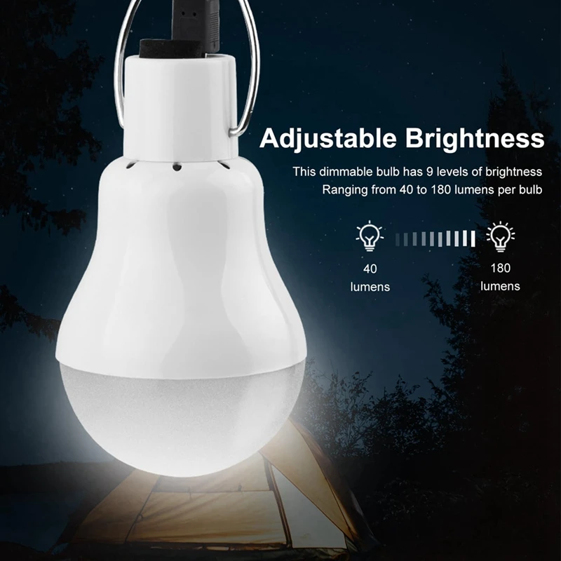 Solar Light Bulbs Rechargeable Indoor/Outdoor Fit For Camping Emergency Power Outage With Remote Control