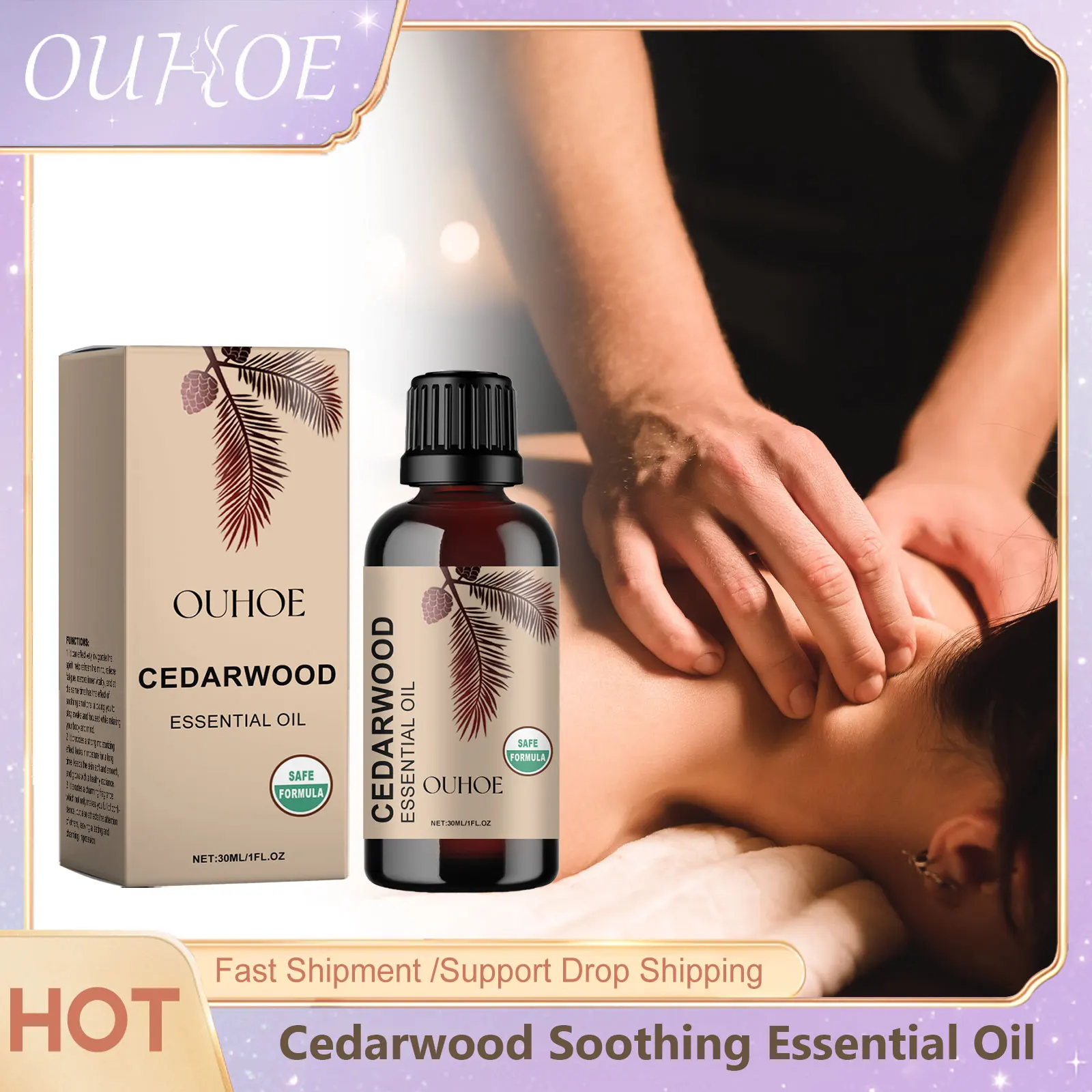 Body Soothing Essential Oil Cedarwood Fragrance Long Lasting Moisturize Nourish Relieve Stress Fatigue Massage Relaxing Body Oil