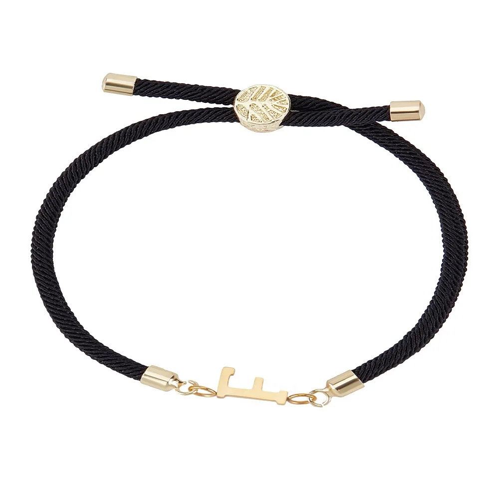 

1Pc Adjustable Nylon Cord Slider Bracelets for Women with Golden Brass Accessories 304 Stainless Steel Letter Jewelry