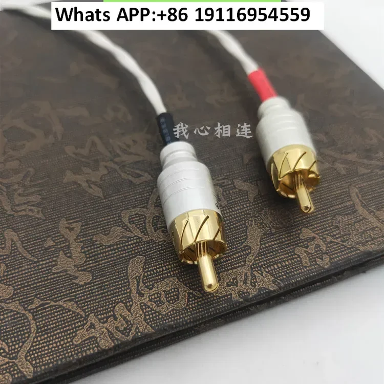 Línea de señal chapada en plata, línea de paso de flor de loto doble, amplificador de potencia 2RCA, línea de conexión de reproductor de CD, cable audiófilo