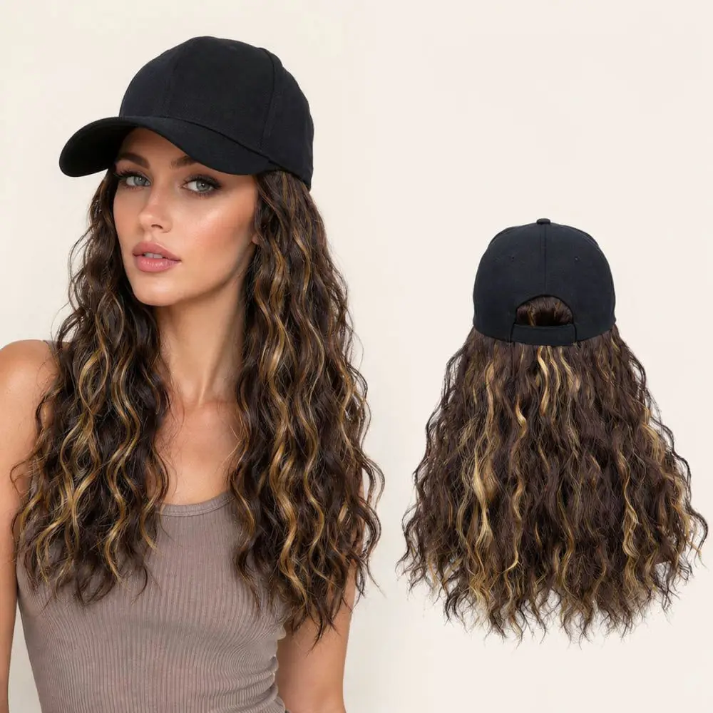 Trendy Baseball Cap With Curly Hair For Ruoyun Synthetic Short Wool Roll Wig Natural Style Easy Wear Headwear