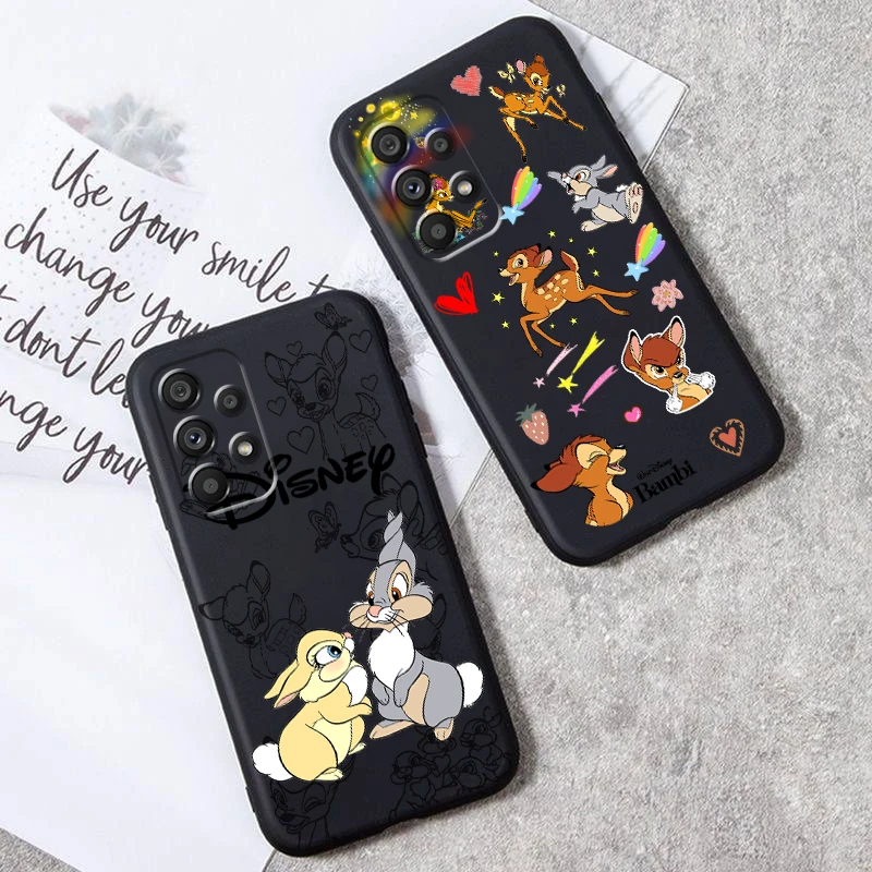 Disney Bambi Luxury Cartoon For Samsung A53 A52 A33 A32 A51 A71 A21S A13 A73 A50 A22 A23 A03 A72 A54 A12 5G Black Back