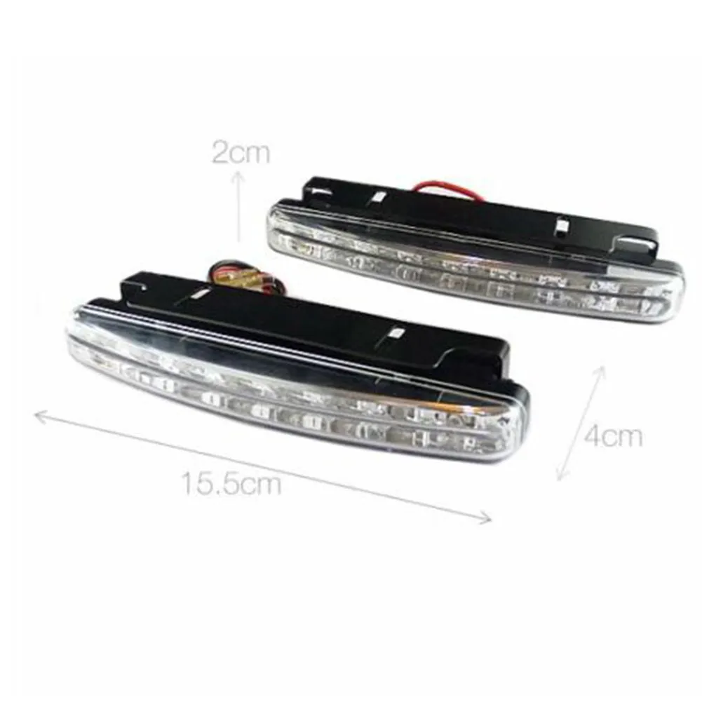 2 Pcs LED Car Daytime Running Lights DRL 8-LED COB Chips Auto Fog Lamp Headlight Replacement 6000K DC-12V Car Accessories