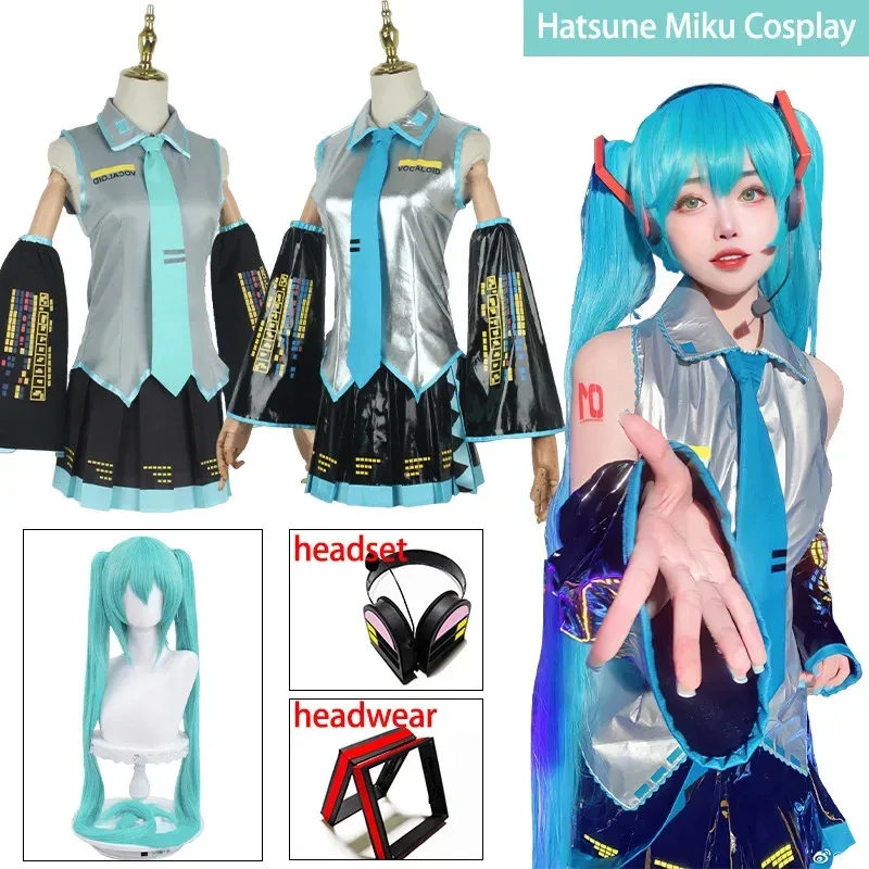

Anime Miku Cosplay Costume Miku Japan Maid May Output Dress Suit Headwear Wig Halloween Costume for Women Girl Adult