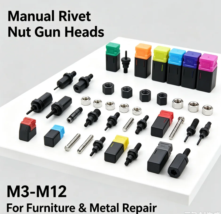 M3 M4 M6 M8 M10 M12 Mandrel Riveter Machine Threaded Mandrel Rivet Nut Adapter Pull Rod Riveter Riveting Heads Rivnut Tool