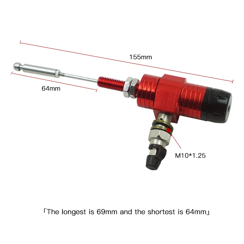 Universal Motorcycle Hydraulic Clutch Master Cylinder Rod Brake Pump M10x1.25mm Aluminum with 14mm Piston