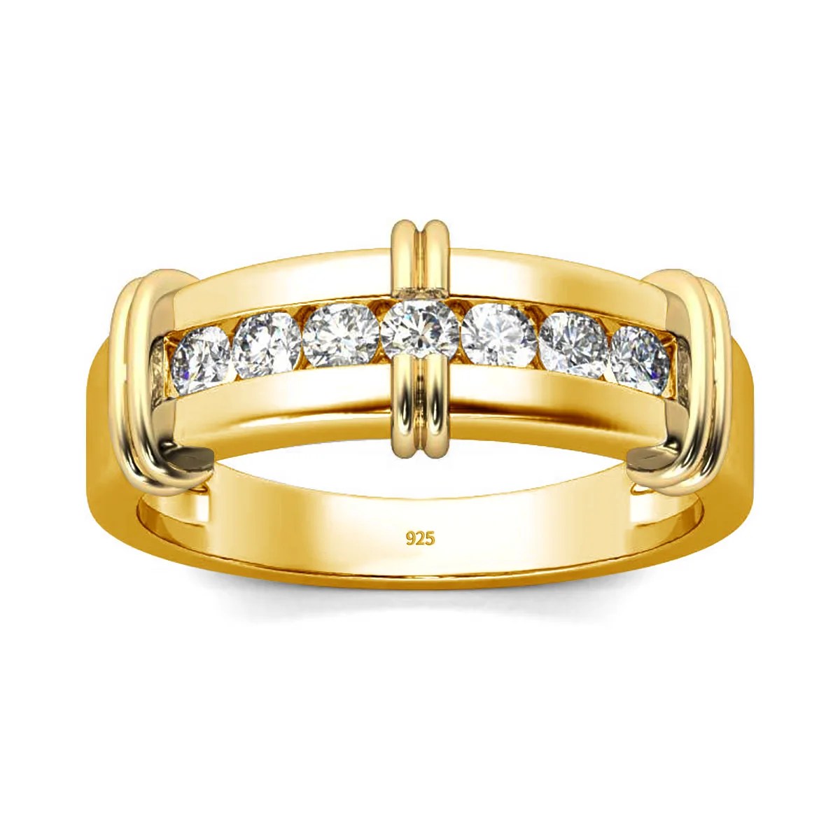925 Silver 18K Gold Plated Moissanite Wedding 0.315ct D Color VVS1 Lab Diamond Two Tone Engagement Ring Luxury Business Jewelry
