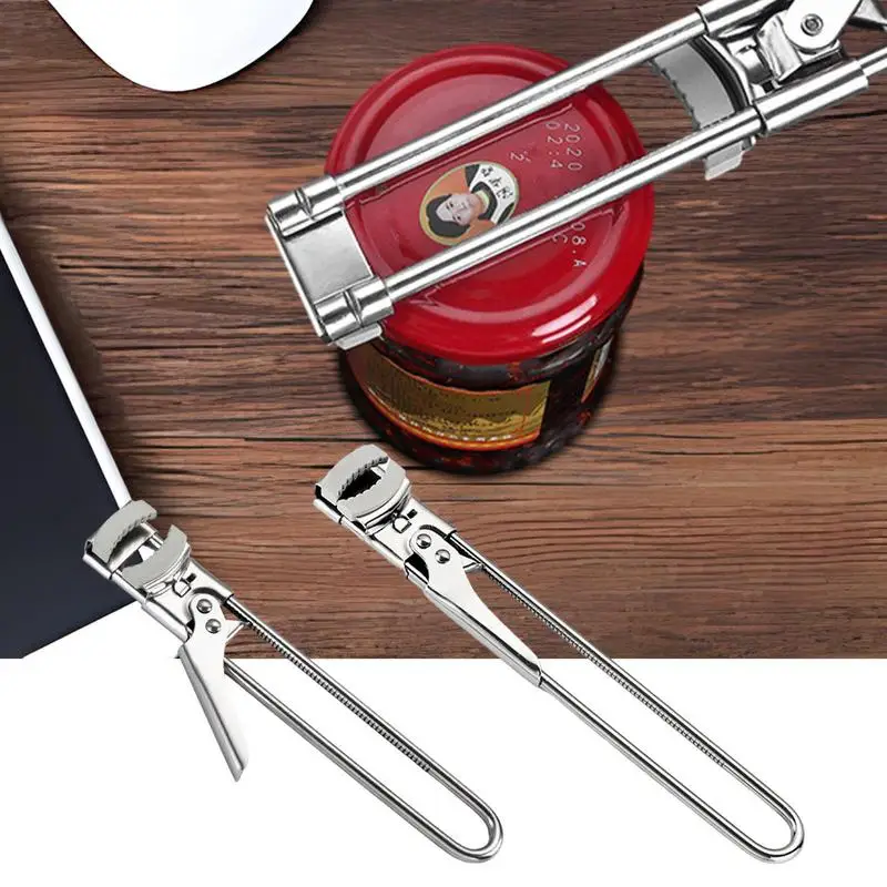 Stainless Steel Can Opener Jar Lid Gripper Multi-functional Adjustable Manual Jar Bottle Opener For Can Jar Bottle Kitchen Tools