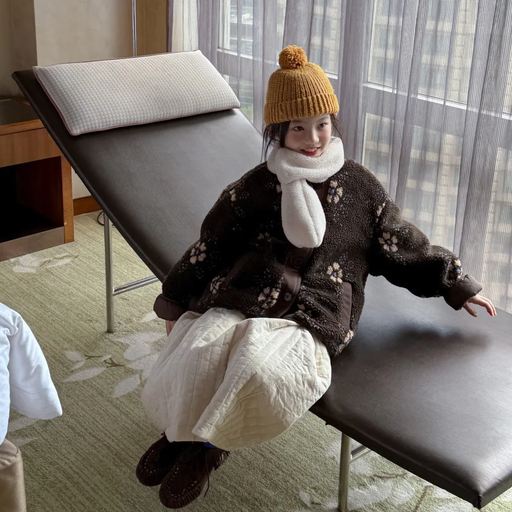 

Children Clothing Warm Comfortable Coat 2025 New Autumn Winter Girls Fashionable Casual Sweet Cute Princess Style Flowers Top