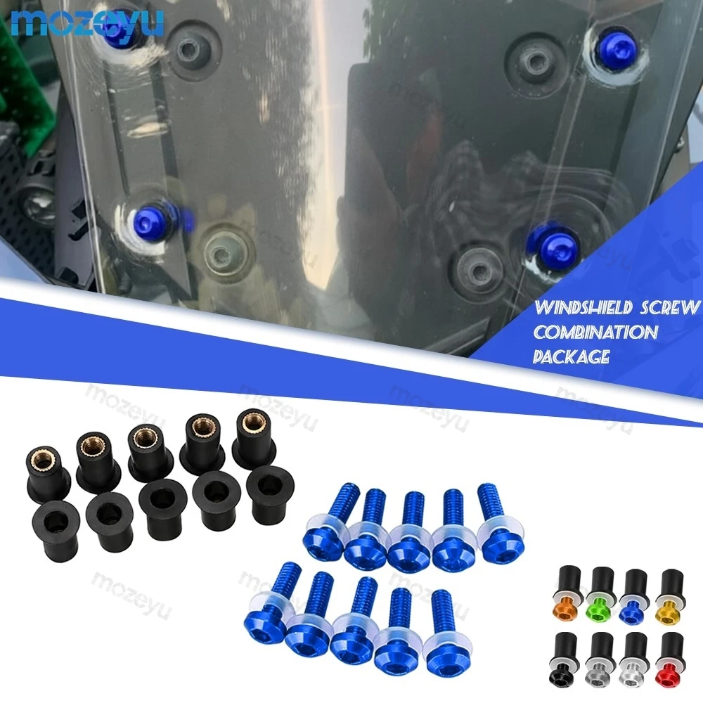 

10pcs Windshield Screw Nut Sets For Yamaha YZFR6 YZFR3 YZFR1 YZFR7 YZF R1 R6 FZS 1000 YZF-R1 YZF R6 R3 R1 R7 Windscreen Bolt Kit